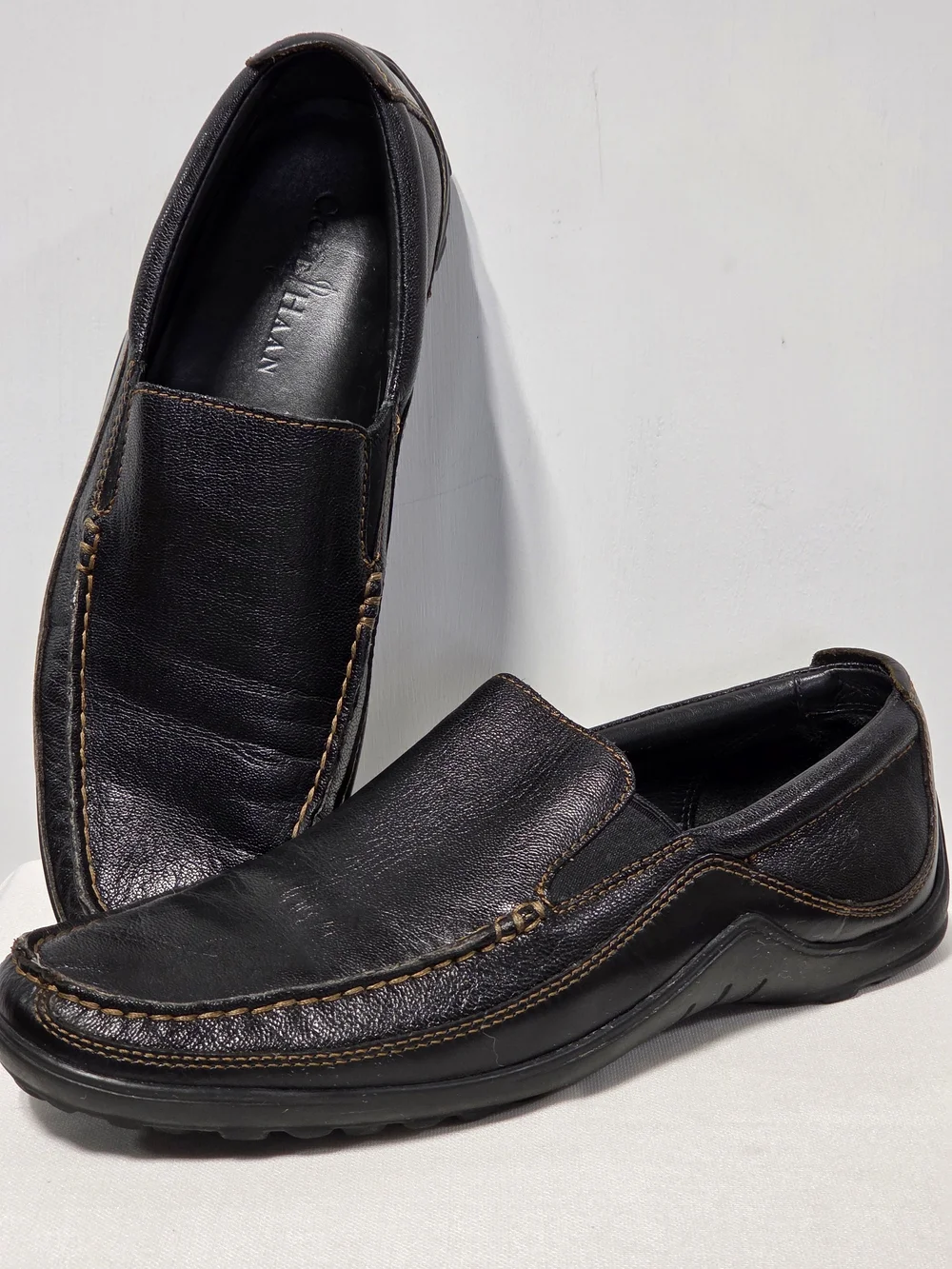 Cole Haan Tucker Venetian Loafers Men's Black Leather Slip On Size-9.5 M